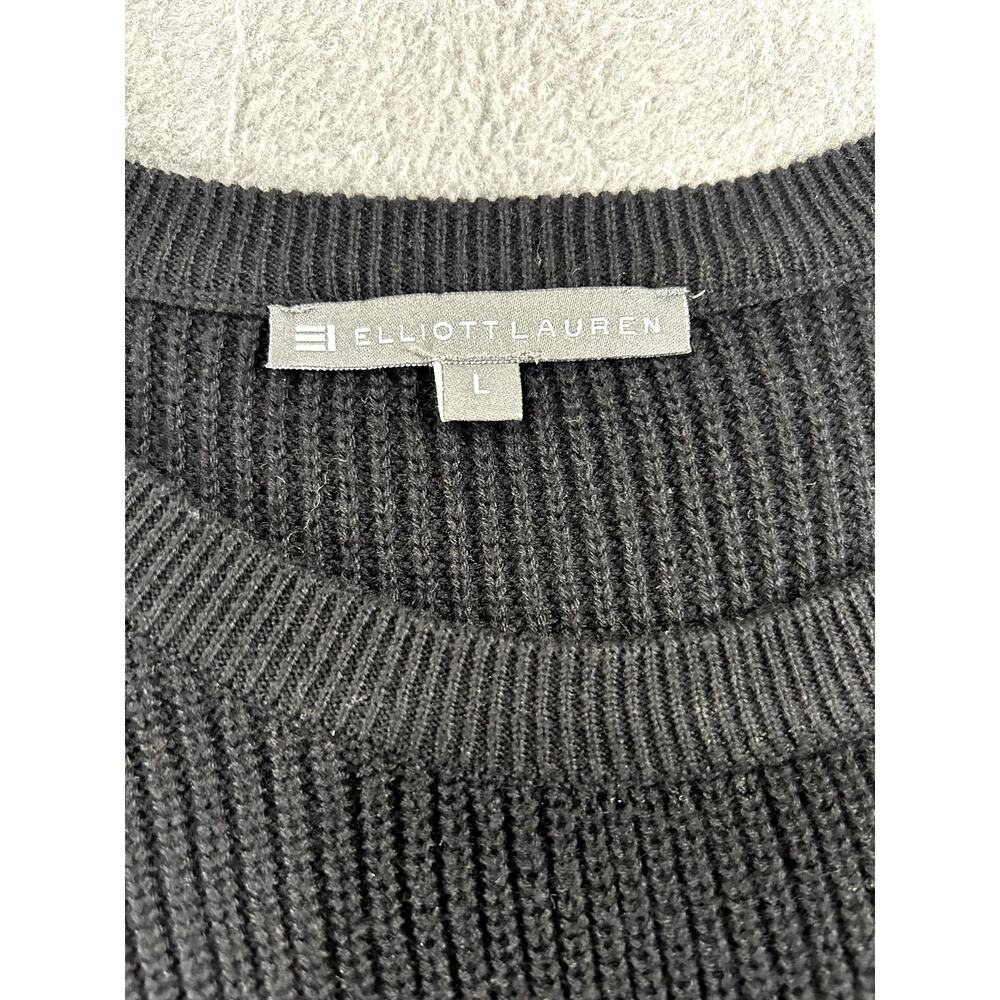 Elliott Lauren Sweater Women Black Ribbed Knit Lace Up Side Crewneck Size Large - Picture 3 of 7